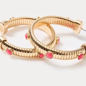 Lilly Pulitzer “Sunbelivable” Gold and Coral Hoop Earrings - New with Tags